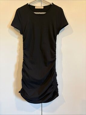 Stitch & Feather Black Ruched T -Shirt Dress Size Small